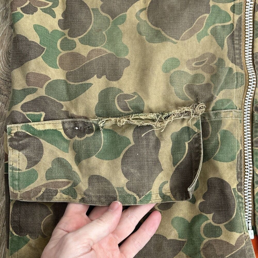 Vtg 60s Sears Roebuck Duck Camo Field Tested Hunting Jacket Talon Zip L Reverse - Picture 8 of 16